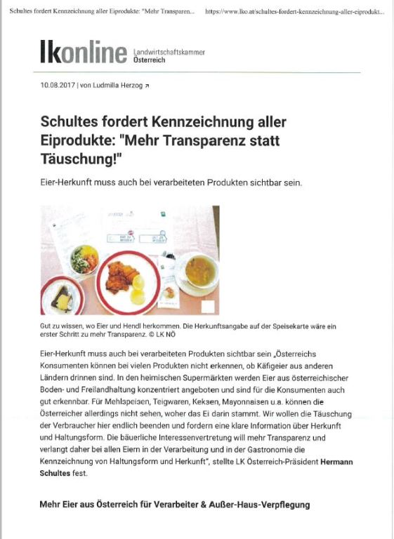 Kennzeichnung Eiprodukte