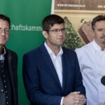 Siegfreid Huber, LK-Präsident Kärnten, Agrarreferent LHStv. Martin Gruber, Michael Triebel, Küchenleiter Küche WAIERN der Diakonie de La Tour