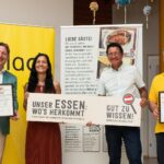 Siegfried Huber, Präsident der Landwirtschaftskammer Kärnten, Mag. Birgit Glanzer Kindergartenleiterin Fellach, Günther Albel, Bürgermeister der Stadt Villach, Amel Melic, Küchenleiter Kindergarten Fellach